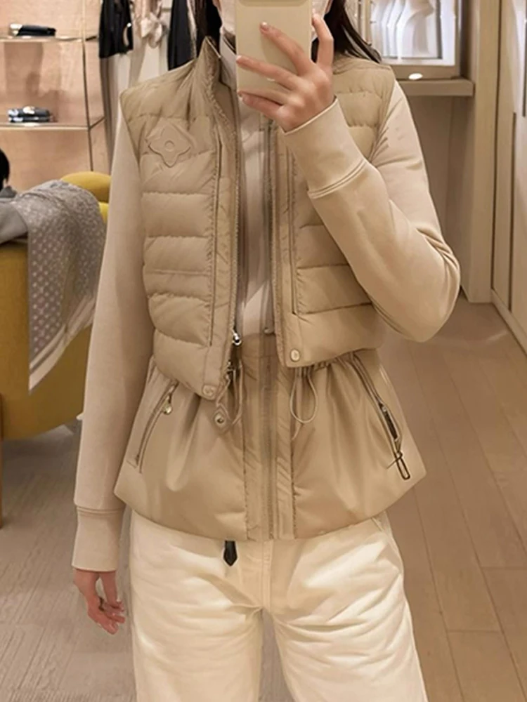 

Утепленный женский жилет с воротником-стойкой, зимний модный комплект, теплый, стильный, с длинными рукавами, на молнии, цветной