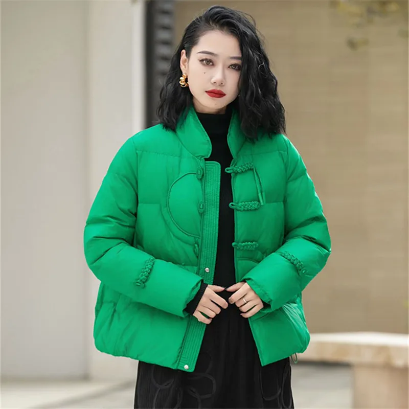 Short Down Jacket for Women, Warm Coat, White Duck Down, Retro Collar, Winter Fashion, New