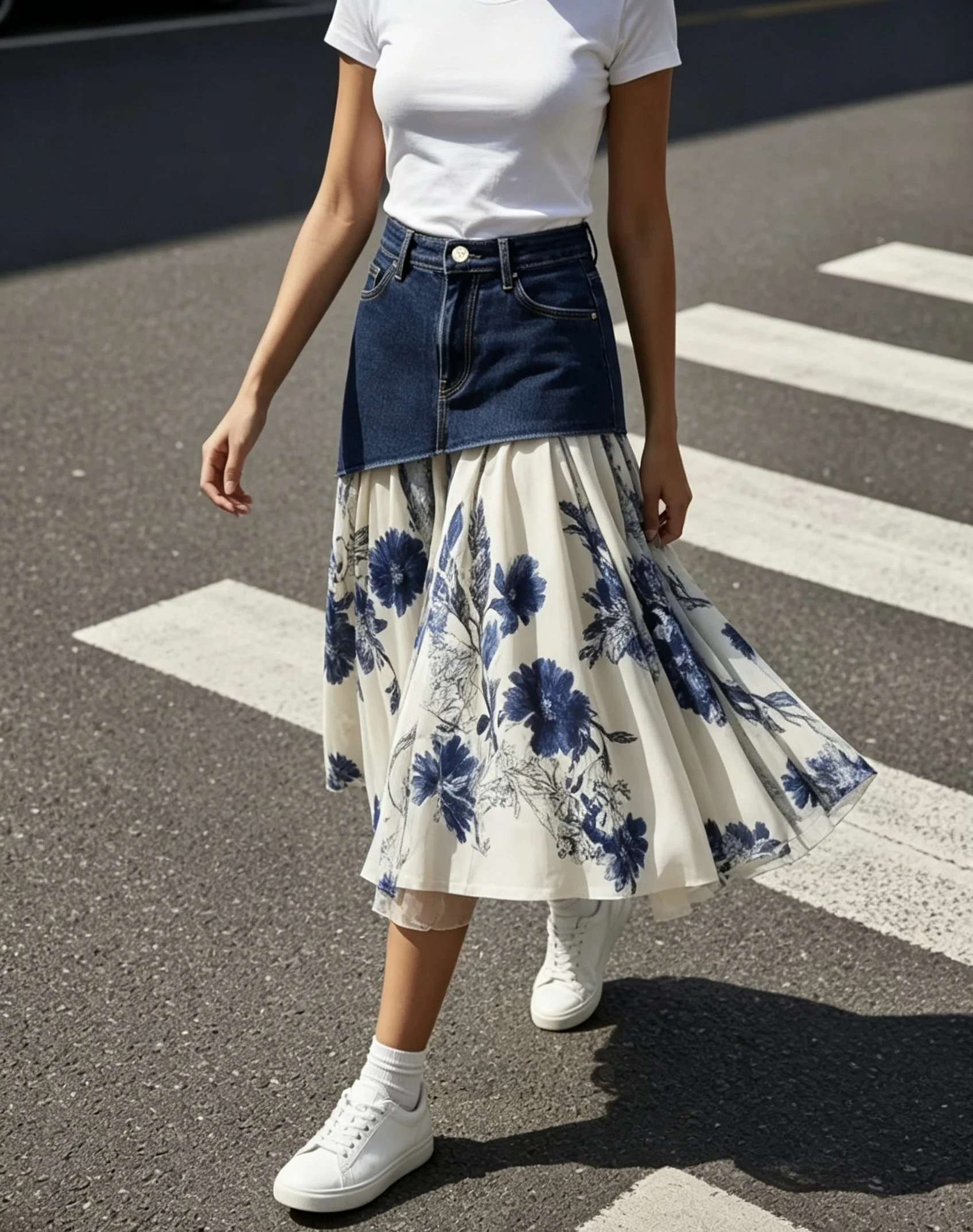 Plus Size Women High Waist Den - đánh giá và giá Midi Skirt Floral