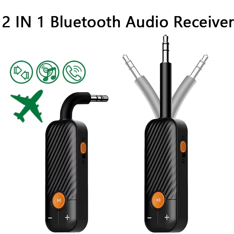 2 In 1 Bluetooth 5.2 Audio Receiver Transmitter 3.5mm Jack With HD Mic Music Wireless Adapter For Headphones PC TV Car Speakers