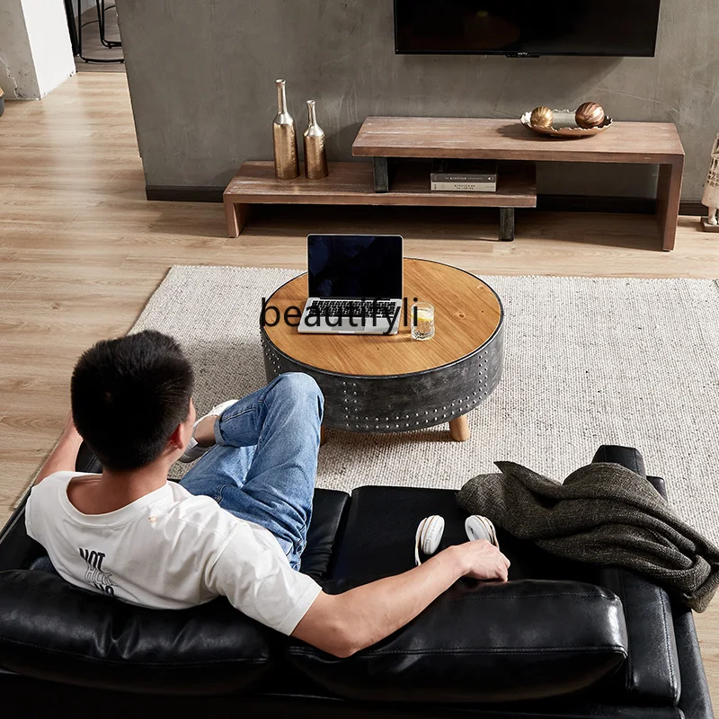 Retro Iron Art Coffee Table round Coffee Table B & B Personalized Coffee Table Small Apartment Side Table