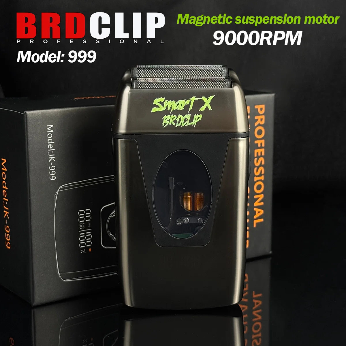 

Professional BRDCLIP Shaver BRD-999 Magnetic levitation motor 9000RPM Double Floating cutter head LCD display For Men's