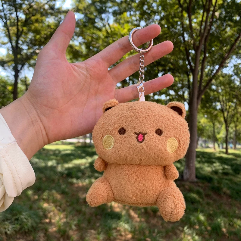 الكرتون الباندا دمية دب أفخم قلادة المفاتيح لطيف الباندا Bubu و Dudu قلادة الدمى زوجين هدية Kawaii رقيق لعبة الدب البني