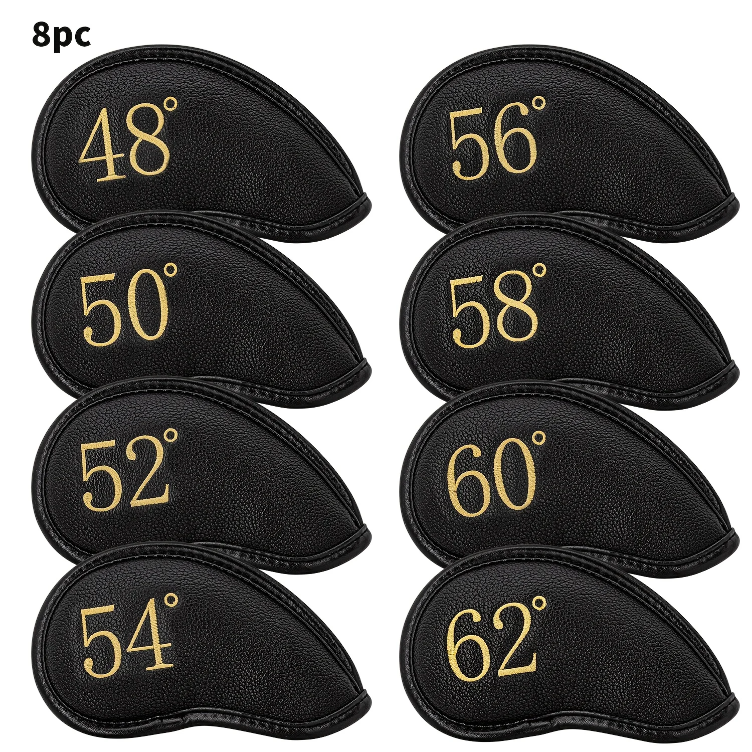 8pcs Golf Iron Head Covers - Degree Style - Durable PU Material for Ultimate Club Protection And Longevity