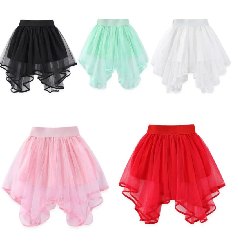 Summer Kid Girls Irregular Half Skirt Girls Tulle Skirts A-Line Mesh Skirt Long Tutu Skirts Dress For Toddler Girls