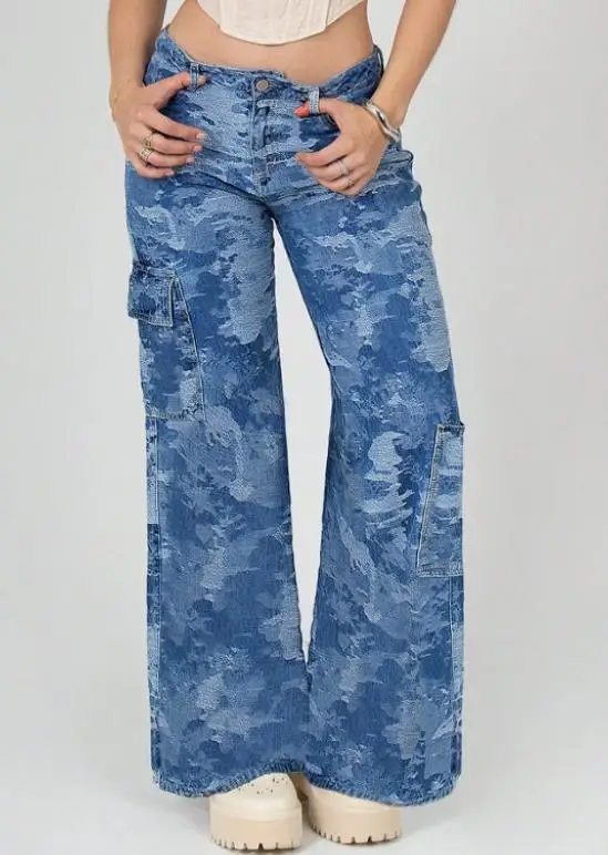 

Spring Autumn Hot Selling Women's Jeans Fashionable Street Straight Leg Wide Leg Pants Hip-Hop Retro Casual Denim Wide Leg Pants