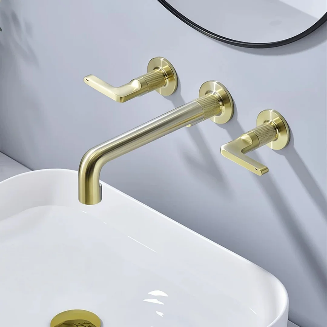 

Grey Basin Faucet Brass Brushed Rose Gold Bathroom Faucet Brushed Gold Widespread Sink Faucet Hot & Cold 3 hole Lavotory Faucet