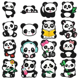 16Pcs Panda Pattern Series Shoe Charms For Croc Sandals,PVC Shoe Decorations Accessories For Christmas, Birthday, Party, Gift