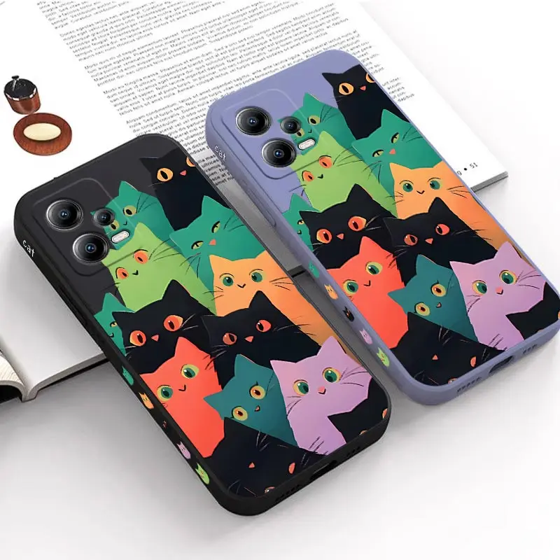 X5 Curious Cat Silicone Phone Case For Xiaomi Poco X5 X3 X3GT X3NFC X3Pro X4GT F4 F3 M4 C65 C31 C40 C3 M5 M3 X4Pro M4Pro Cover