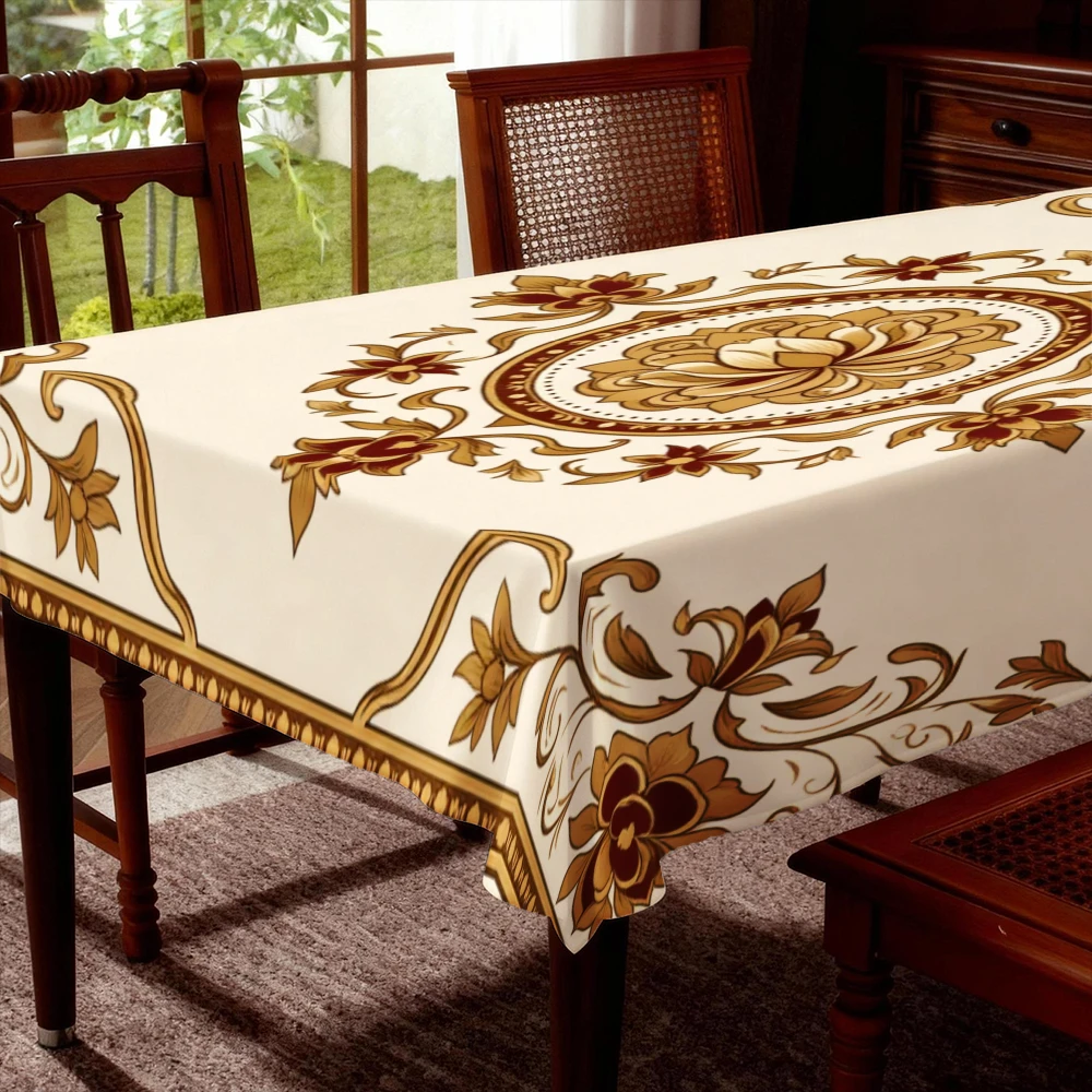 An elegant tablecloth, adorned with magnificent floral patterns in the classic Baroque stylezyc