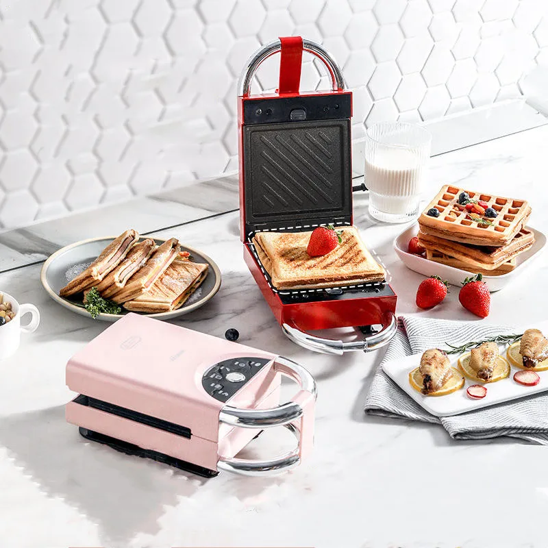 

220V Electric Sandwich Maker Waffle Maker Automatic Non-sticky Toaster Multifunctional Breakfast Maker Kitchen Tool 650W