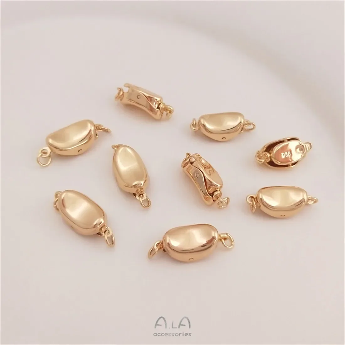 

14K Copper Wrapped Gold Boat-shaped Ingot Buckle Pillow Buckle Pearl Stick Buckle Diy Bracelet Necklace Ending Accessories B935