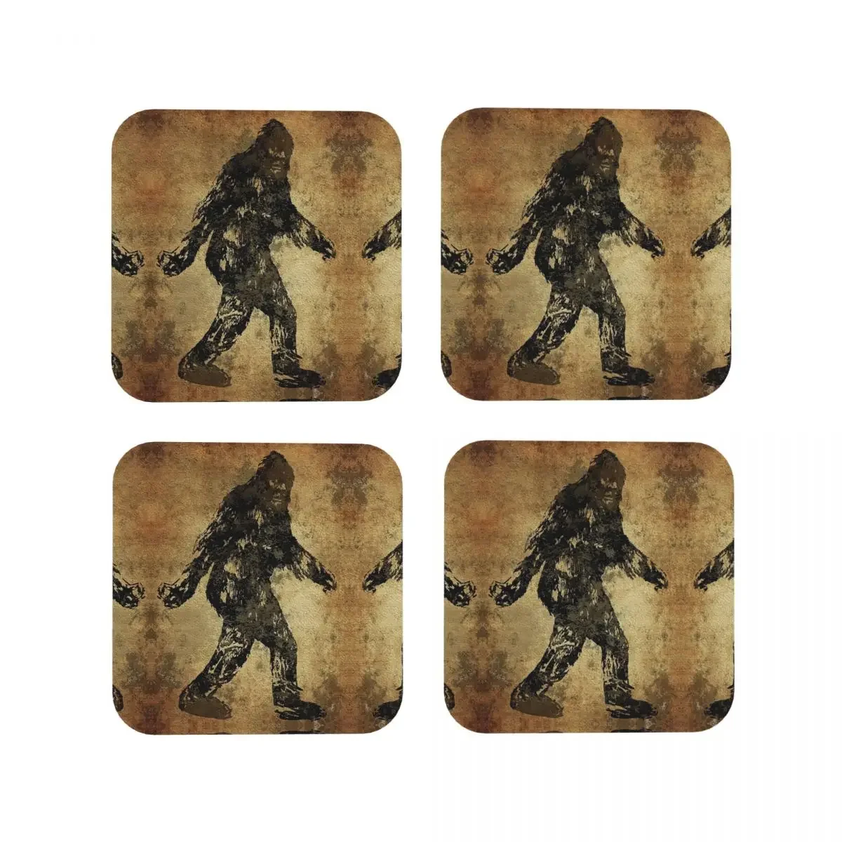 Sasquatch Coasters Kitchen Placemats Non-slip Insulation Cup Coffee Mats For Decor Home Tableware Pads Set of 4