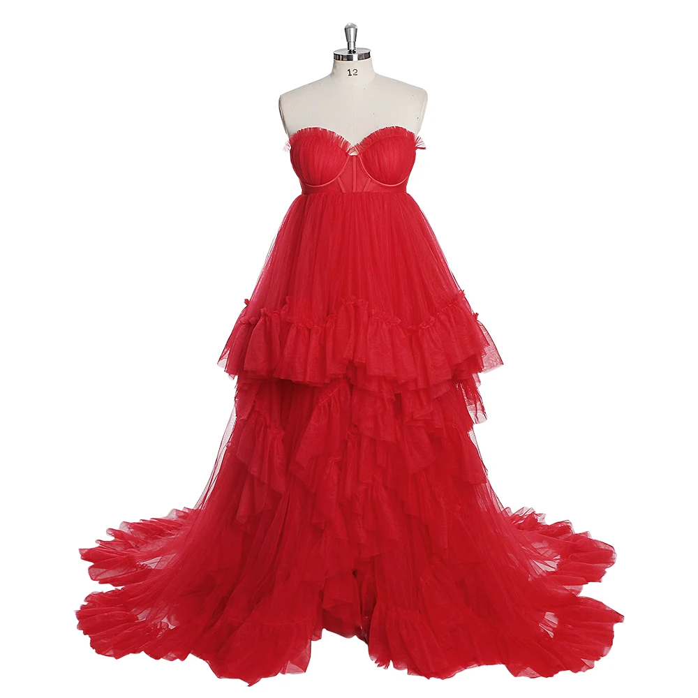 

Custom Colors Ruffles Tulle Maternity Dress for Baby Shower Photo Shoot Gown Fancy Props YW231011