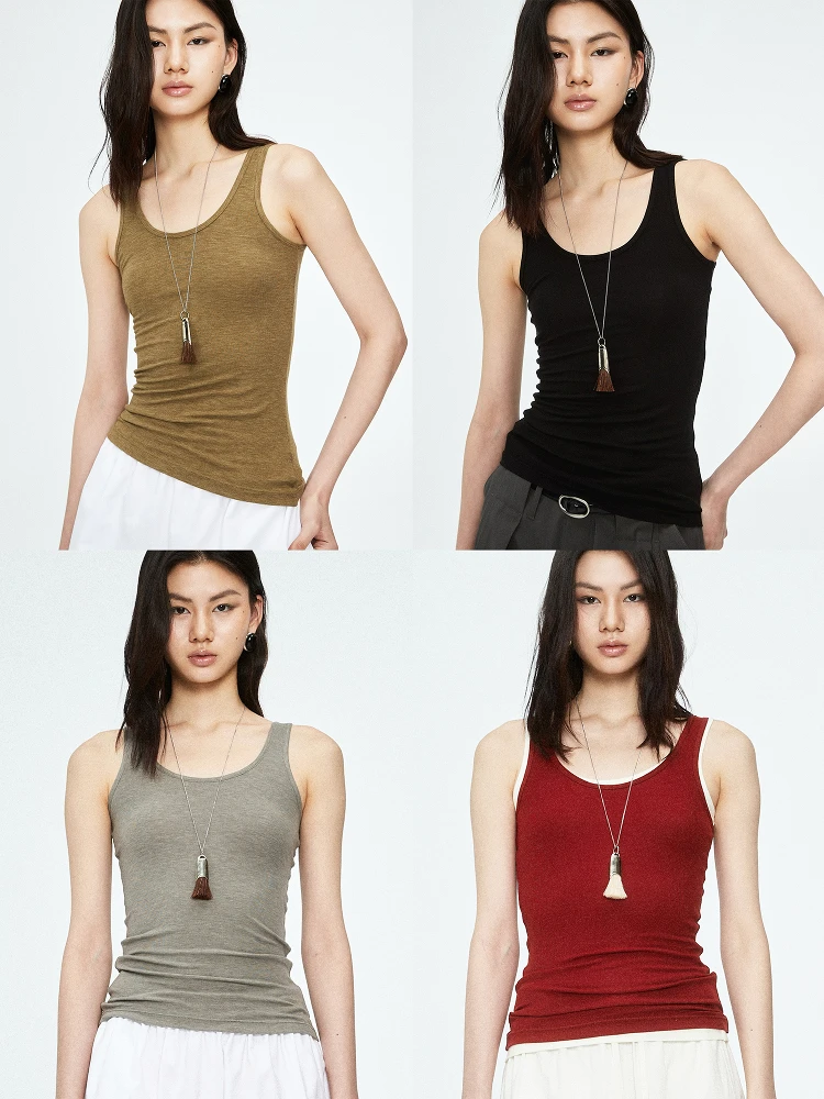 

MRS Studios Layered Tank Top Multi-Color Silk No-Sve Tank Vest Women's Original Design Ry Fabric A-Line Silhouette