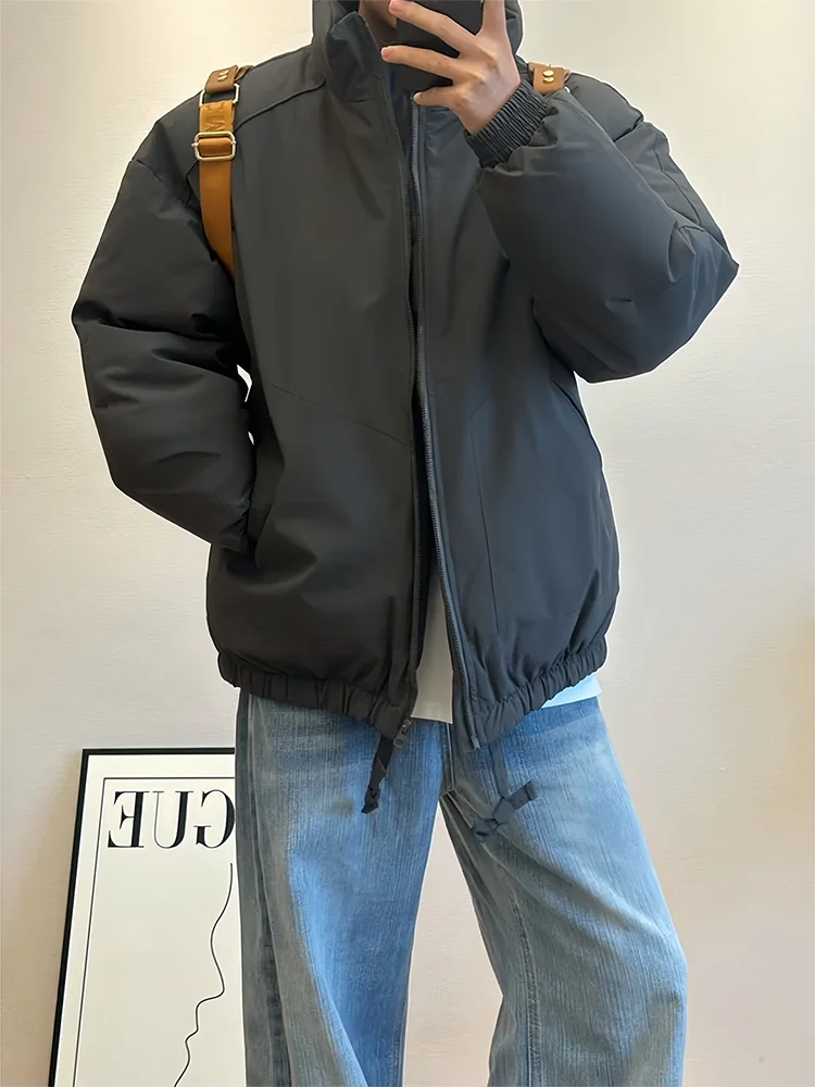 

Cleanfit Thiened Fce Lined Winter Jaet Men's Cotton Coat Stand Collar Warmth Youth Sle Long Sve Zipper Closure So...