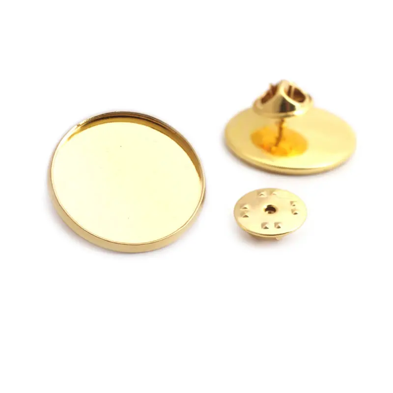 10PCS 20MM 23MM 25MM 18K Gold Color Silver Color Bronze Brass Round Brooch Base Settings Trays Diy Jewelry Findings Accessories