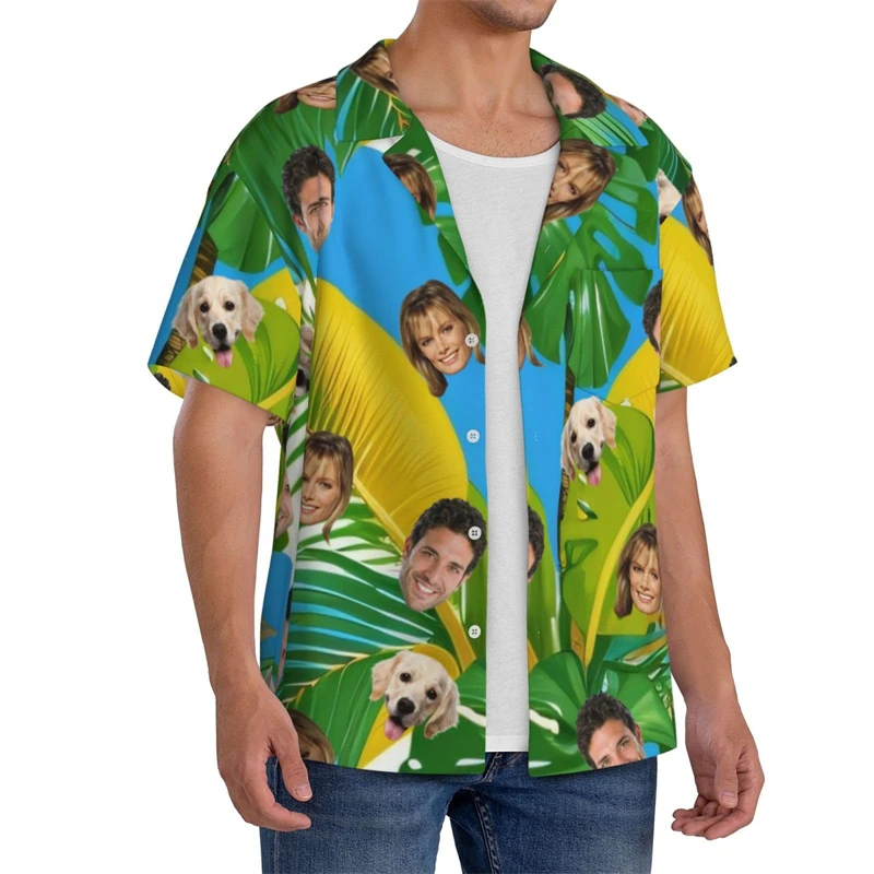 

Funny Custom Face Pet Couple Hawaiian Shirt Summer Fashion Personalized 3D Printed Shirt Casual Oversized Unisex Family Blouse