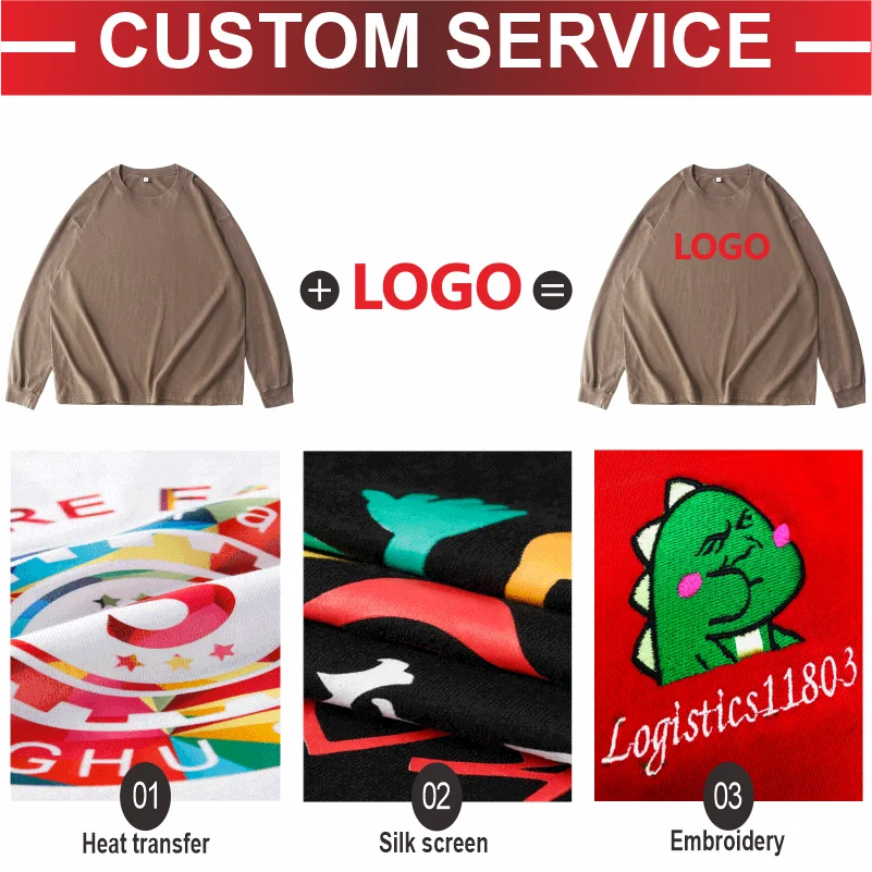 Custom T-shirts Vintage Long Sleeve shirts Print Logo Casual Round Neck Tops Embroidery Personality Pattern Workwear Design