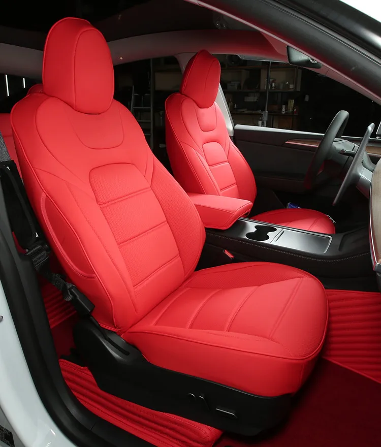 Nappa lederen zittinghoezen voor Tesla Model 3 Y Halve set voorstoelen / achterstoelen Witte kussens Auto-interieur accessoires 2017-2025