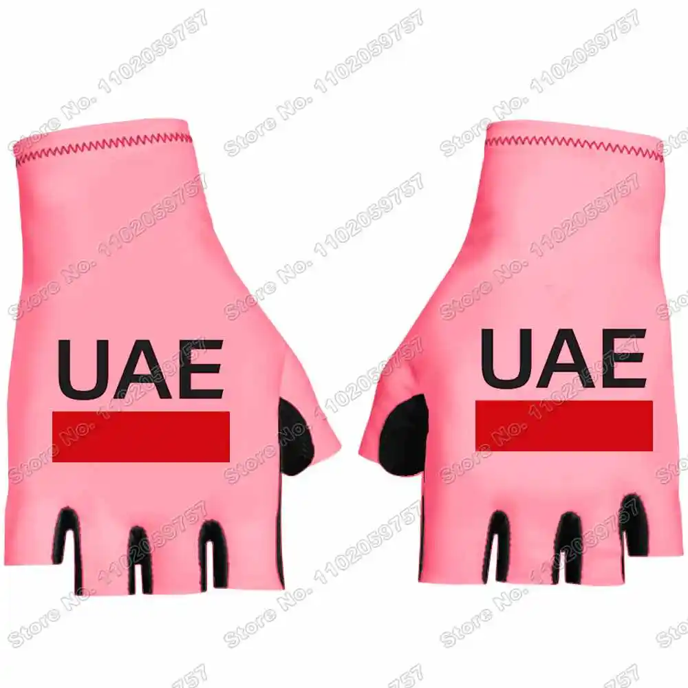 قفازات جل نصف إصبع مضادة للانزلاق لركوب الدراجات ، قميص دراجة الطريق ، قفاز رياضي MTB ، أصفر ، وردي ، فريق الإمارات العربية المتحدة ،