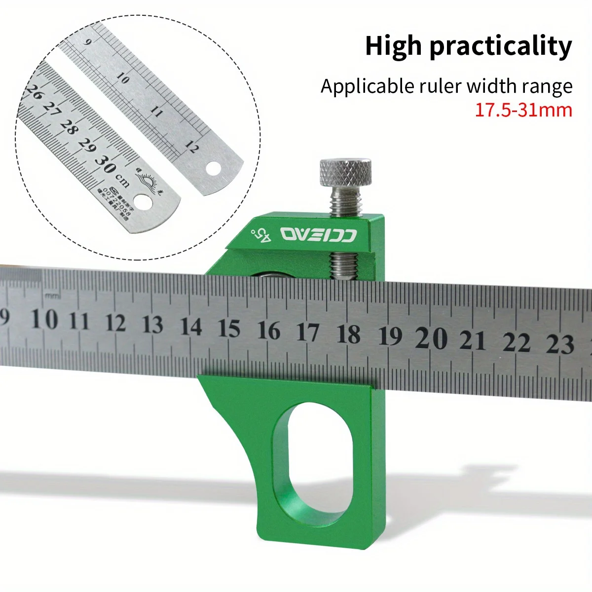 Steel Ruler Positioning Block Aluminum Alloy - 45/60/90 Degree Angle Scriber Line Marking Gauge for Ruler Locator Measuring Tool