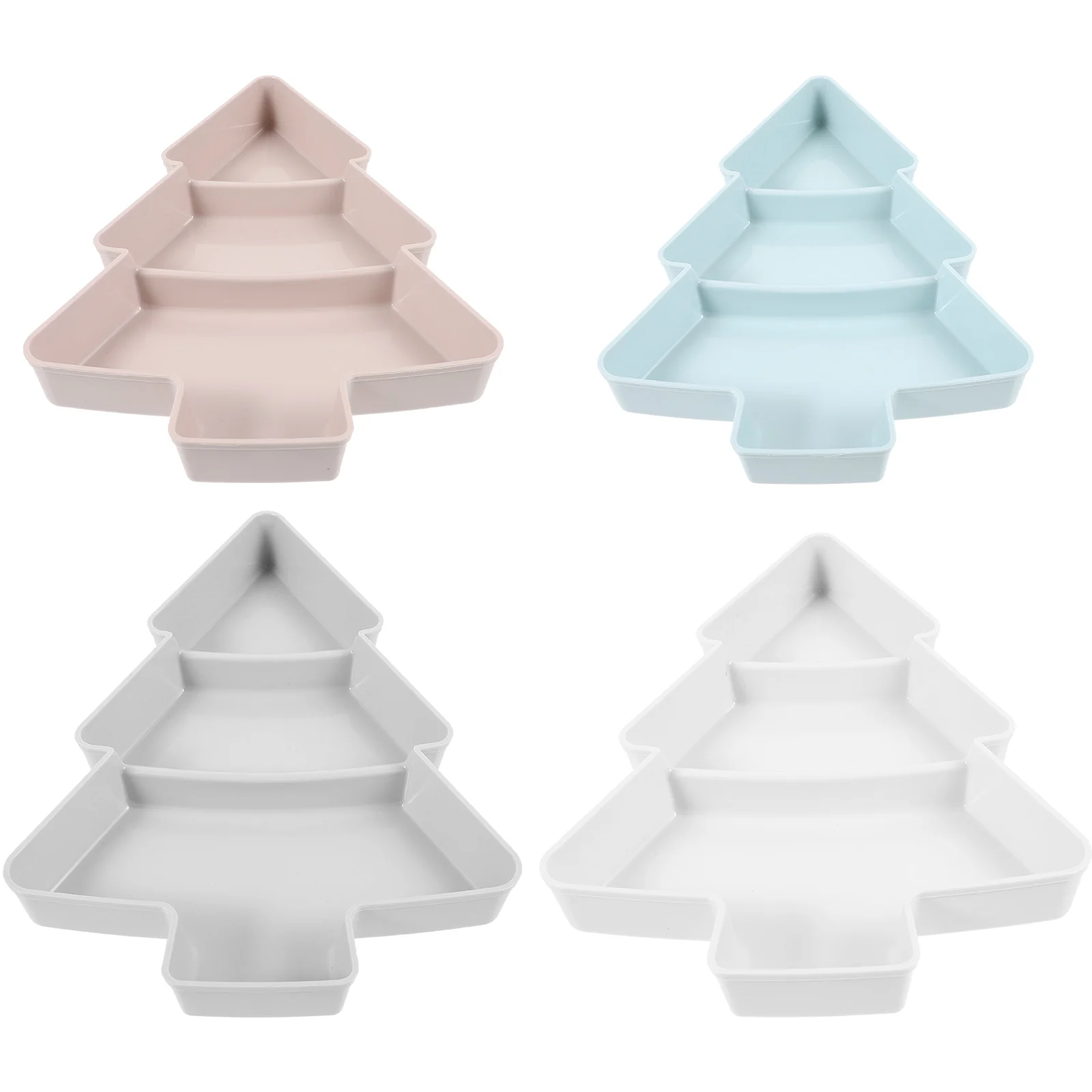 

4 Pcs Snack Storage Plate Christmas Tree Design Plastic Fruit Tray Dessert Serving Tray Candy Storage Multi Functional Party