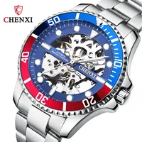 Fashion Green Rotating Bezel Watch Men Skeleton Watches CHENXI Stainless Steel Band Automatic Mechanical Wristwatches Men