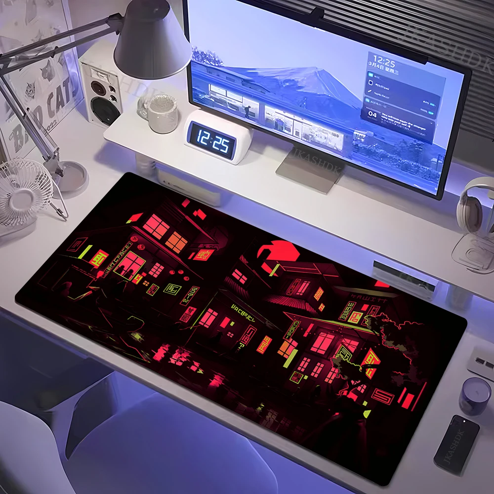 XXL Mousepad Gamer Neon City Street Art Mouse Mat Purple Japanese Anime Desk Mats Big Personalized Gaming Mouse Pad More Sizes