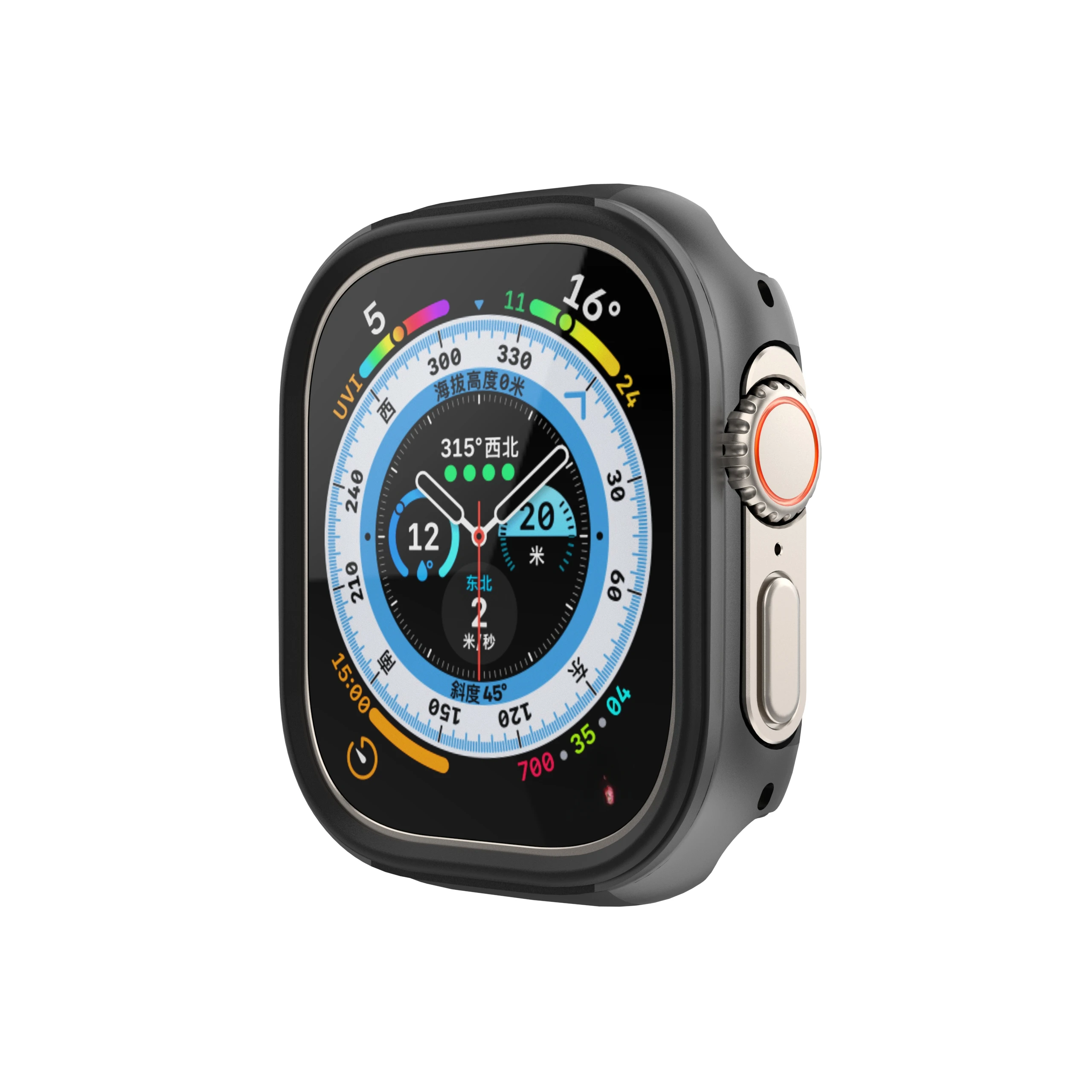 Titanfarbene Abdeckung für Apple Watch Ultra2 49 mm, Zinklegierung, matt, wasserdicht, Aluminiumgehäuse, IWatch-Serie Ultra 2 49