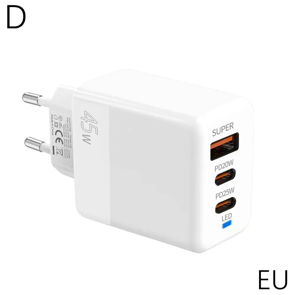 EU/US/UK Oplaadkop USB Drie Plug Snel Opladen Volledig Protocol Type C Geschikt Voor Huawei Apple PD20W Multi-poort Oplader Z1N6