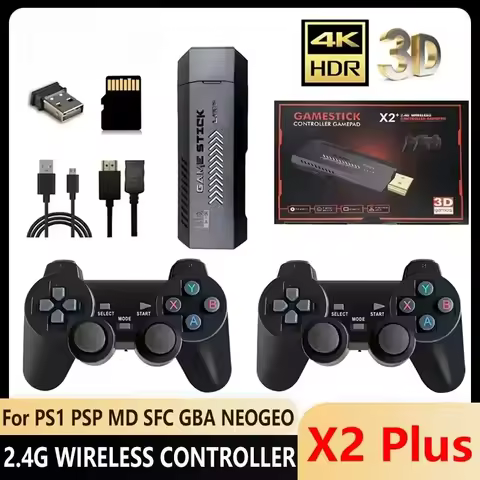 4K HD X2 Plus Game Stick 2 4G Retro Video Game Console Wireless Controller TV 50 Emulator PS1 N64 DC 256G Games