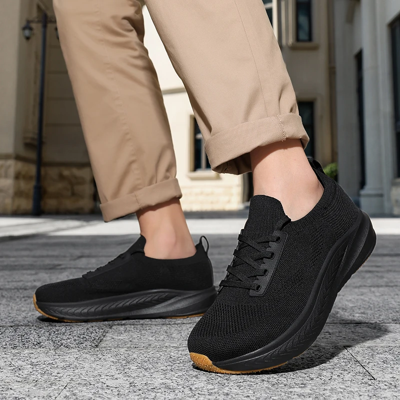 Herren-Laufschuhe, breite Zehenbox, durchgehende Popcorn-Dämpfung, leichte Outdoor-Sneaker_voghion.com