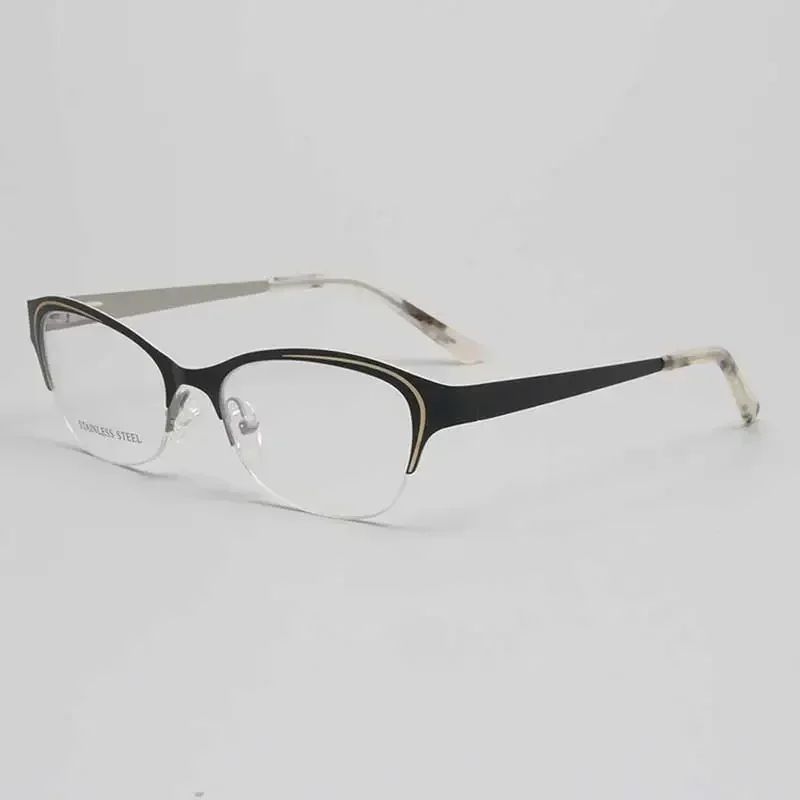 

Striped Stainless Steel Prescription Eyewear Frame Women's Myopia Frame Female Fashion Round Eyeglasses Optical Glasses S6831