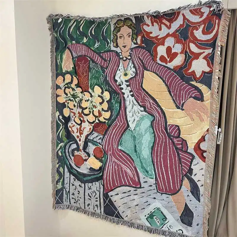 

France Oil Painting Blanket Throw Sofa Blankets Cover Nordic Home Decoration Dust-proof Bed Cover Aesthetics Tapestry Gifts