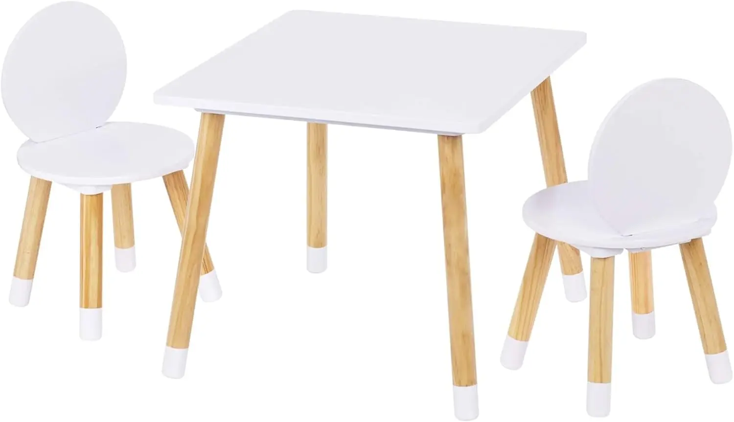 Kids Table with 2 Chairs Set for Toddlers, Boys, Girls, 3 Piece Kiddy Table and Chairs Set, White