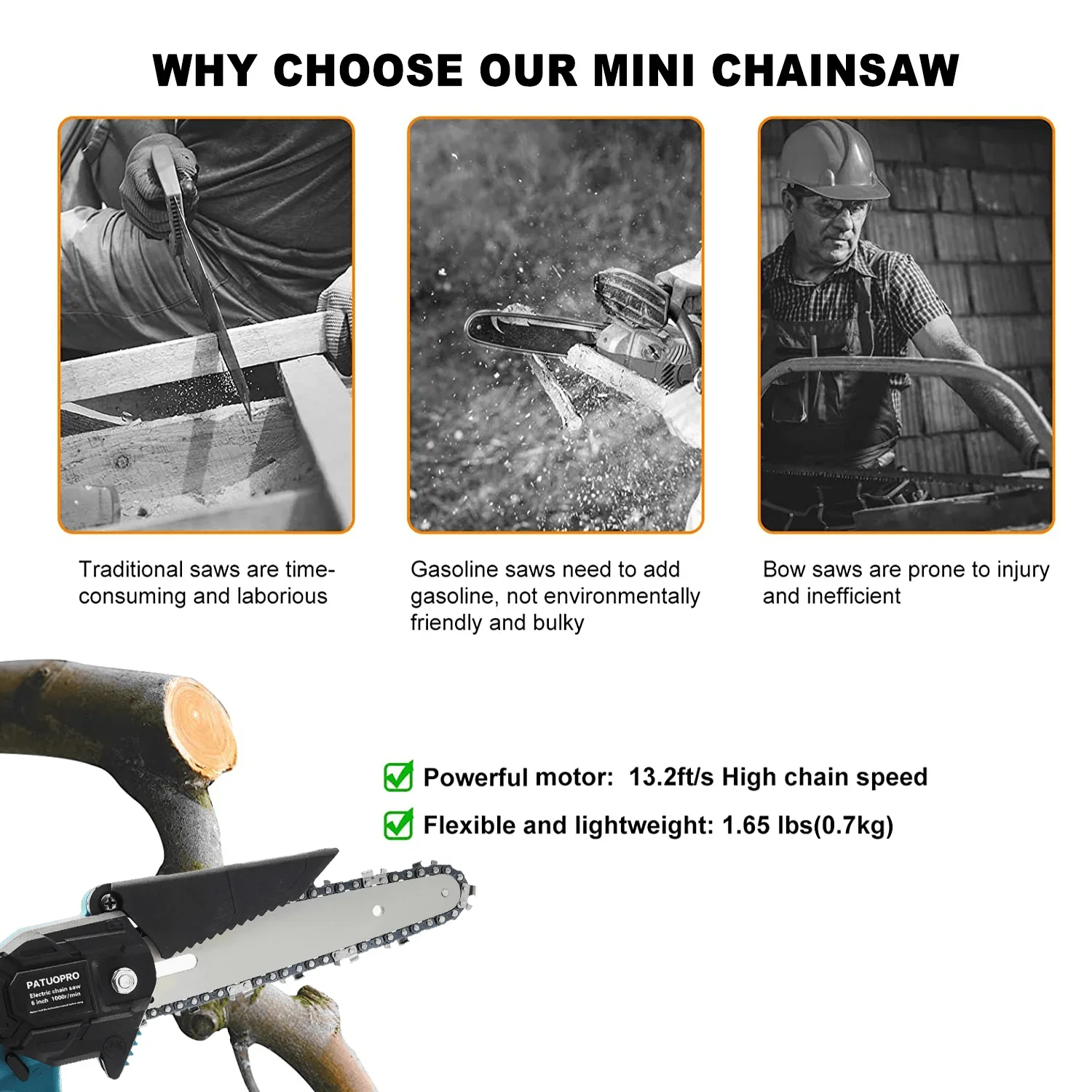 Mini Chainsaw 6 Inch Cordless Handheld Chain Saw for Wood Cutting Tree Trimming fit Makita 18v Battery (without Battery)