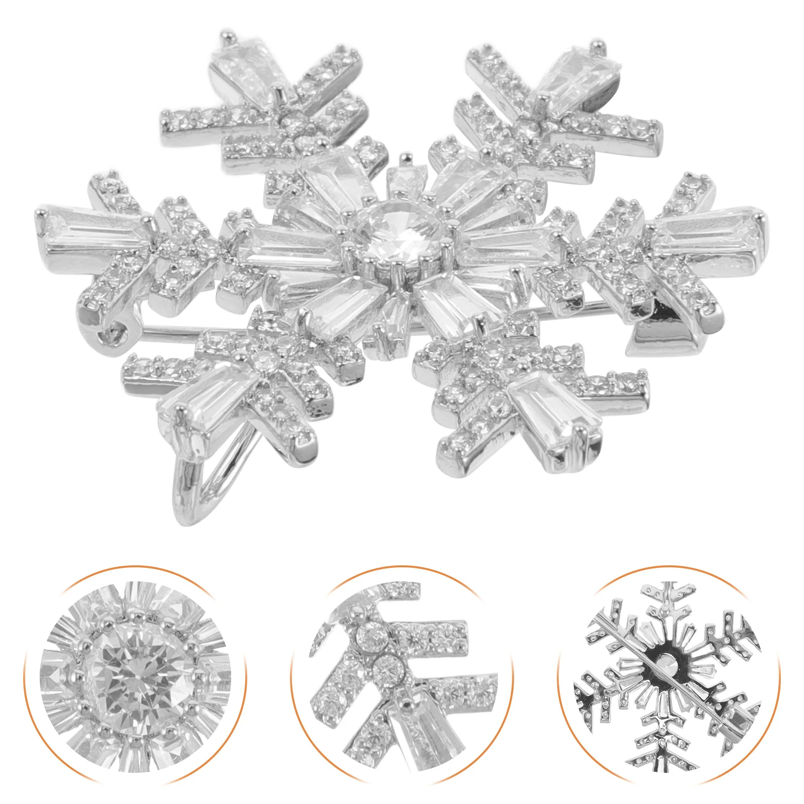 

Delicate Craftsmanship Snowflake Brooch Rhinestone Inlay Lightweight Chic Accessory for Suits Shirts Coats Holiday Wedding Party