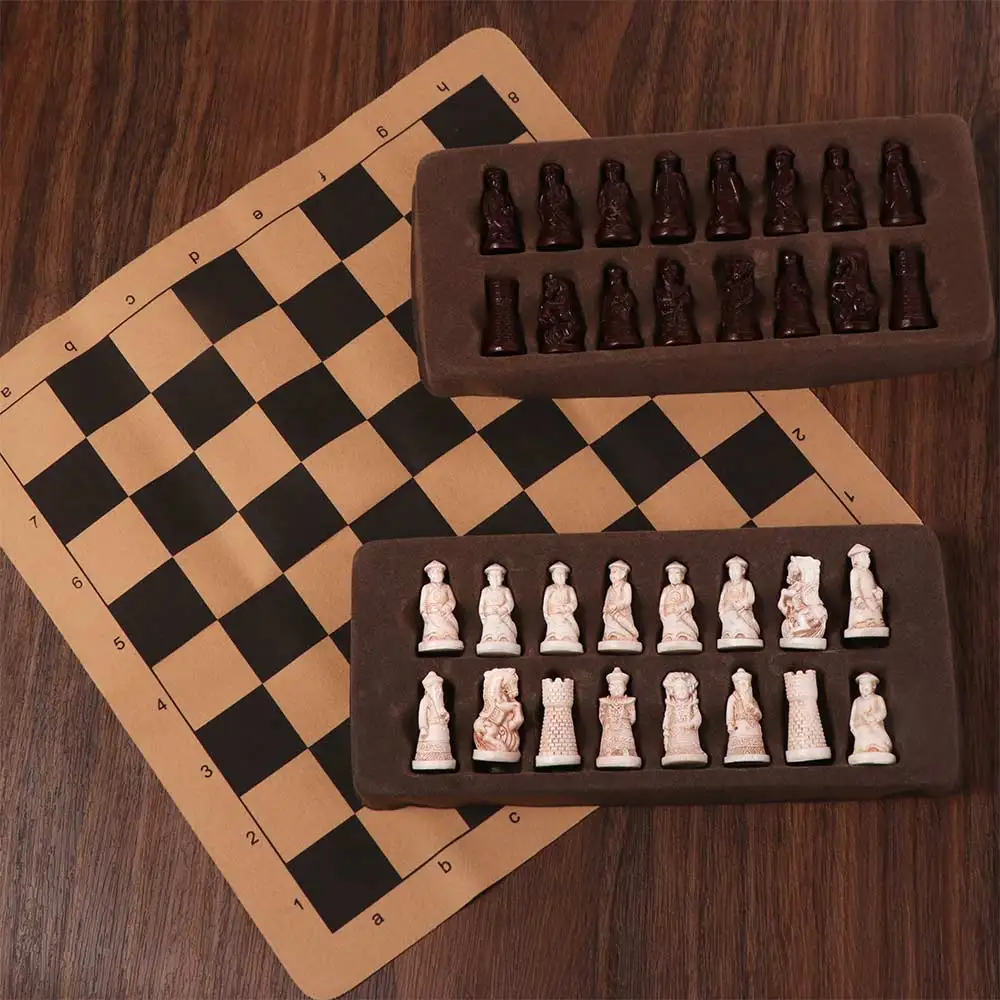 

Антикварные шахматные фигуры из смолы, труба, реалистичные шахматные фигуры древних китайских иероглифов, набор головоломок, развлечения