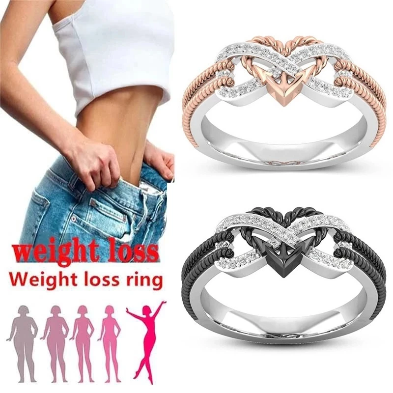 Black Rose Gold Color Heart Rings for Women Weight Loss Ring Magnetic Therapy Ring Yoga Energy Valentine\'s Day Birthday Gift