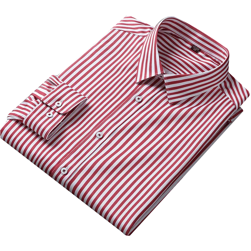 white,New striped elastic men's trend long short-sleeved shirts, non-ironing anti-wrinkle shirts, slim shirts and men's models