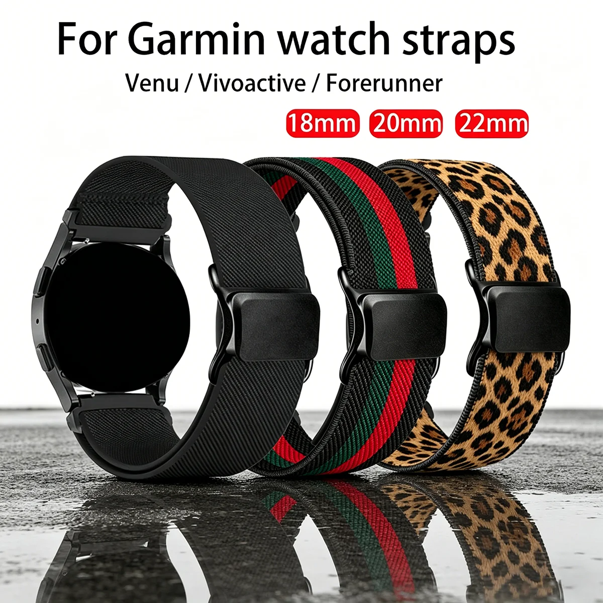 Correa Deportiva de 18mm 20mm 22mm para Garmin Forerunner 255S 265 265S 955 245 55/Venu 4 3 3S/Vivoactive 6 5, Accesorios para Reloj