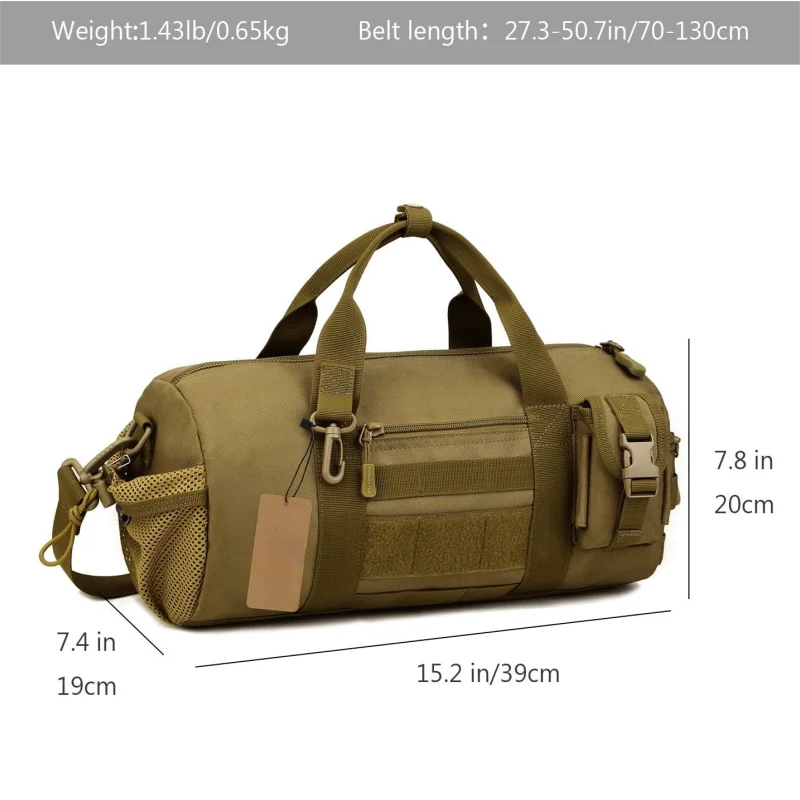 Men Gym Pack Small Tactical Duffle Bag Shoes Storage Sports Handbag with Patch Military Molle Shoulder Bags for Fitness Outdoor