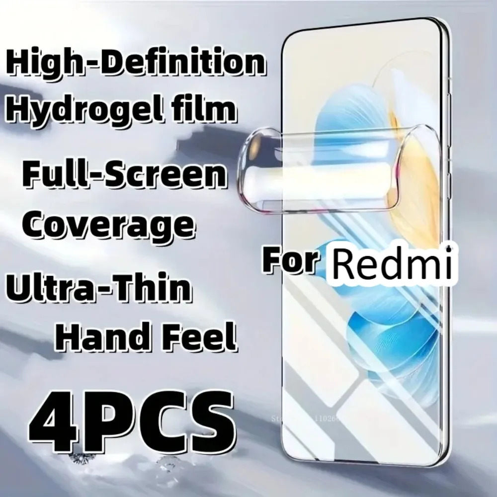4 шт. гидрогелевая пленка для Redmi Note 15 Pro Plus, мягкая защитная пленка с полным покрытием для Redmi Note 14 13 12 Pro Plus 14S 13R, не стекло