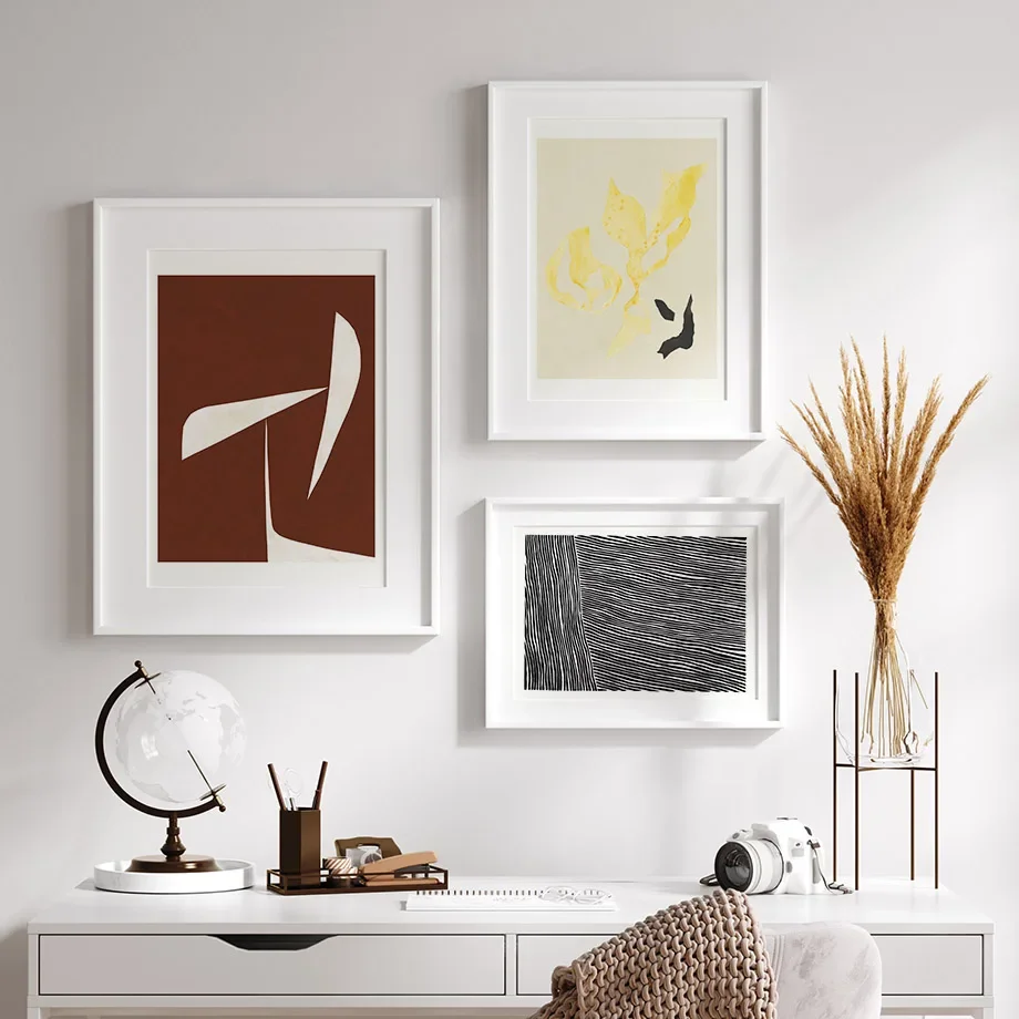 Lienzo geométrico de línea abstracta colorida, arte de pared, decoración moderna para el hogar, carteles y impresiones estéti