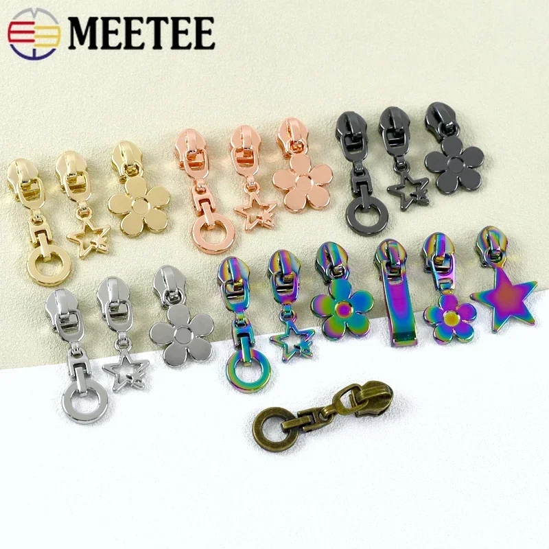 5/10/20/30Pcs Meetee 5# Nylon Zipper Sliders Pulls for Coil Zippers Tape Bag Purse Garment Zip Heads Repair Kits DIY Accessories