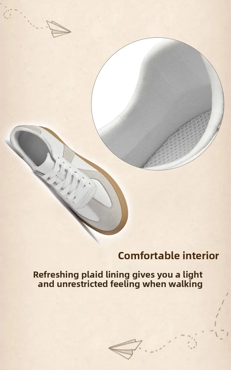 Men's Invisible Height Increasing Shoes 6/8cm German Training Shoes Breathable Genuine Leather Retro Casual Sports Shoes