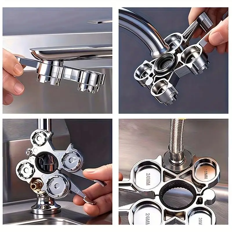 

Многофункциональный ключ для кухни и ванной комнаты, универсальный ключ для ремонта уплотнительных колец, комбинированный инструмент для обслуживания смесителей