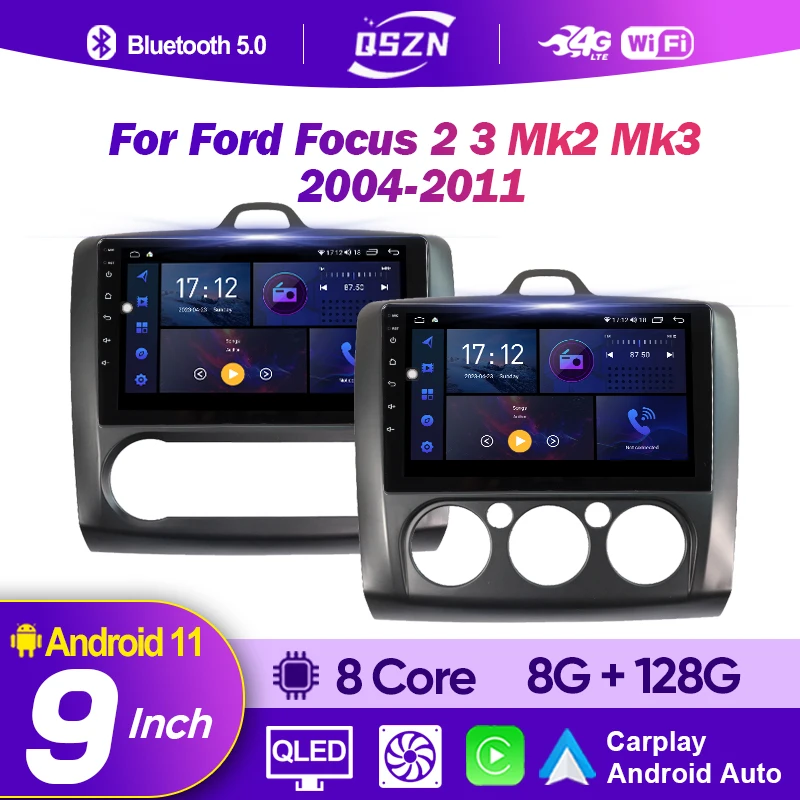 9'' Android Car Stereo Radio For Ford Focus 2 3 Mk2 Mk3 2004-2011 Carplay Android Auto Multimedia DSP GPS Navigation Car Radio