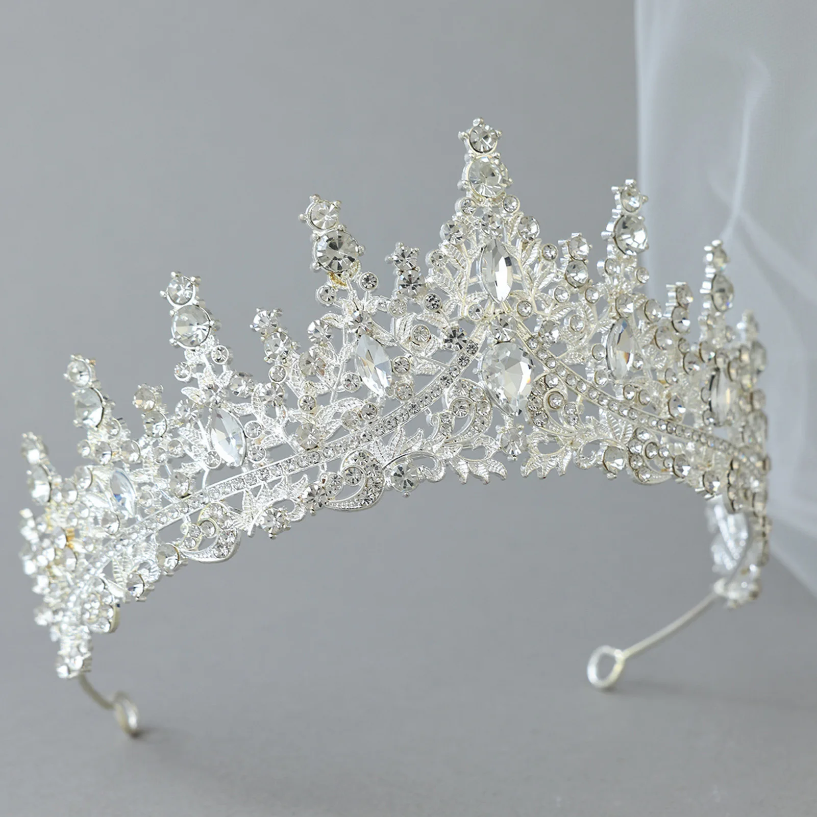 Bridal Headpiece Sparkling Rhinestone Crown for Wedding Ceremony Alloy Crystal Hair Jewelry Elegant Princess Party Accessory view 2